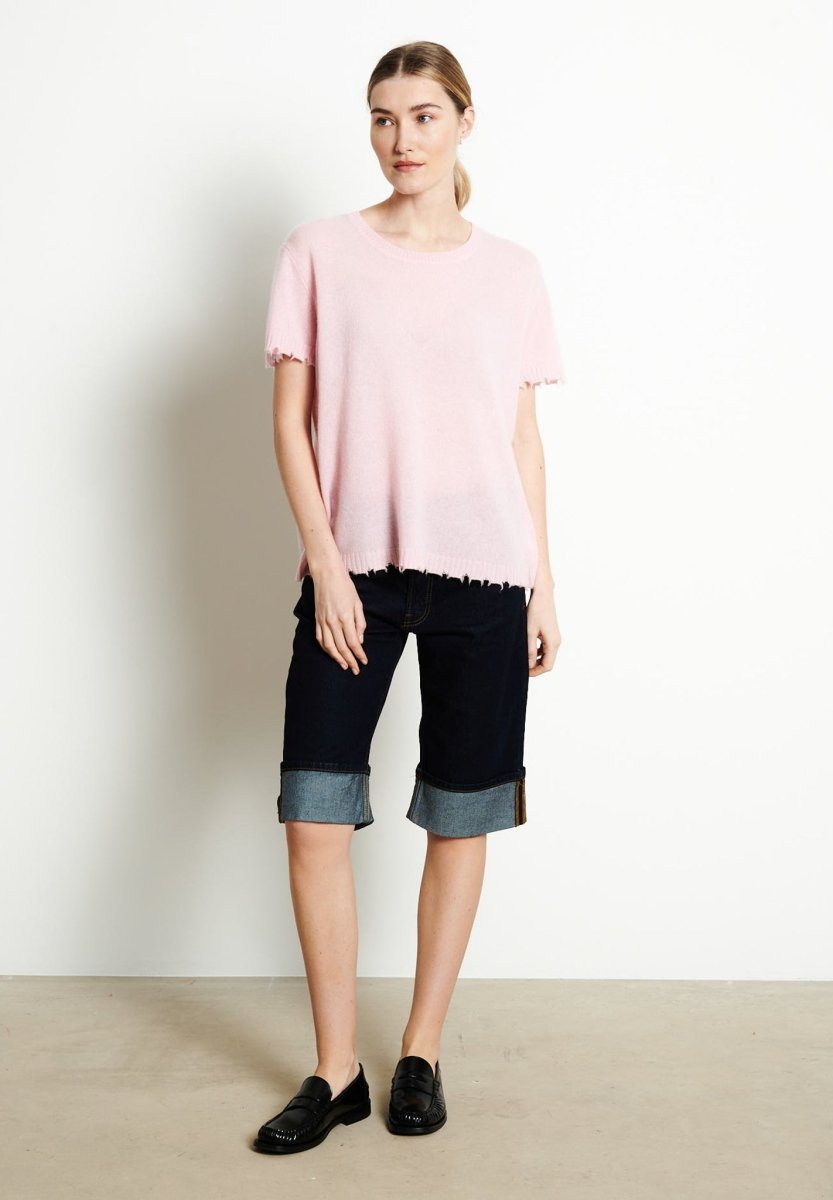 T-shirt col rond cachemire rose baby femme - AVA 6