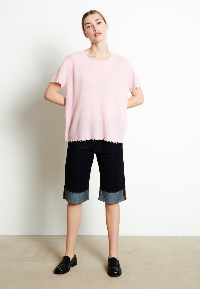 T-shirt col rond cachemire rose baby femme - AVA 6