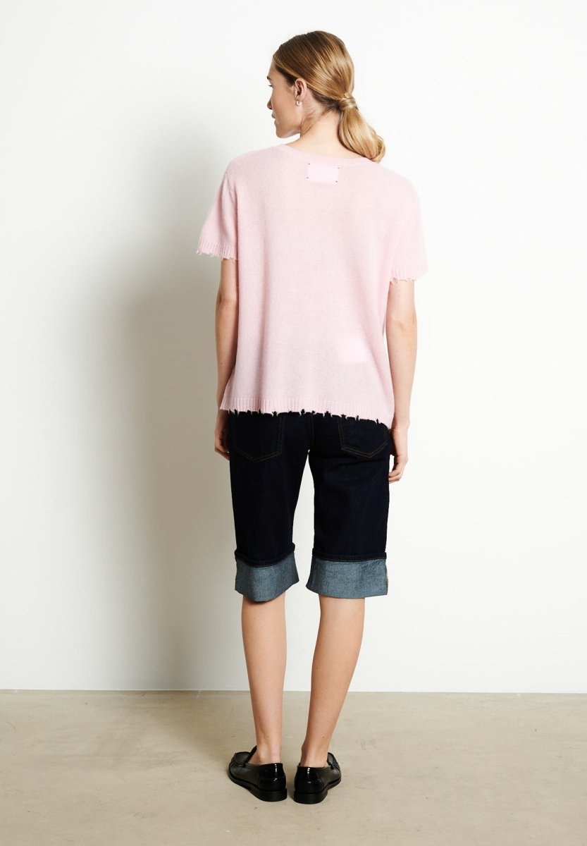 T-shirt col rond cachemire rose baby femme - AVA 6