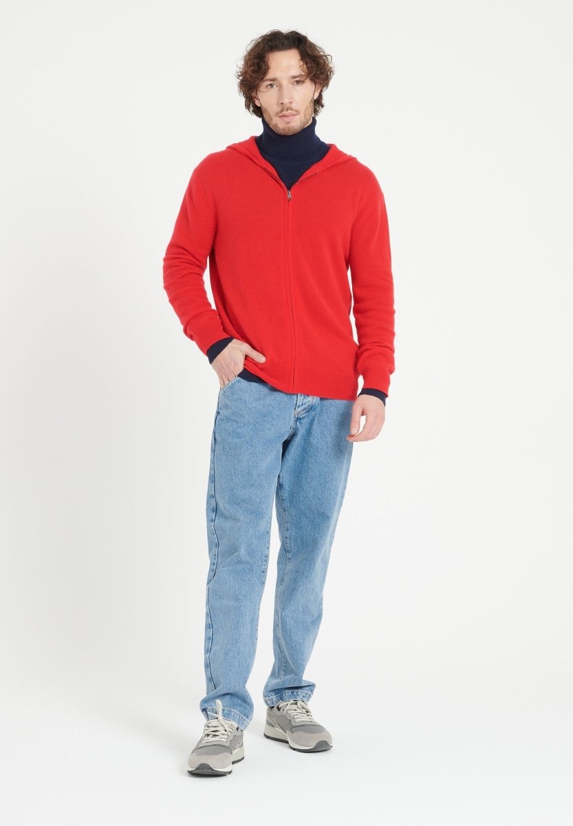 Sweat à capuche cachemire rouge homme - LUKE 6