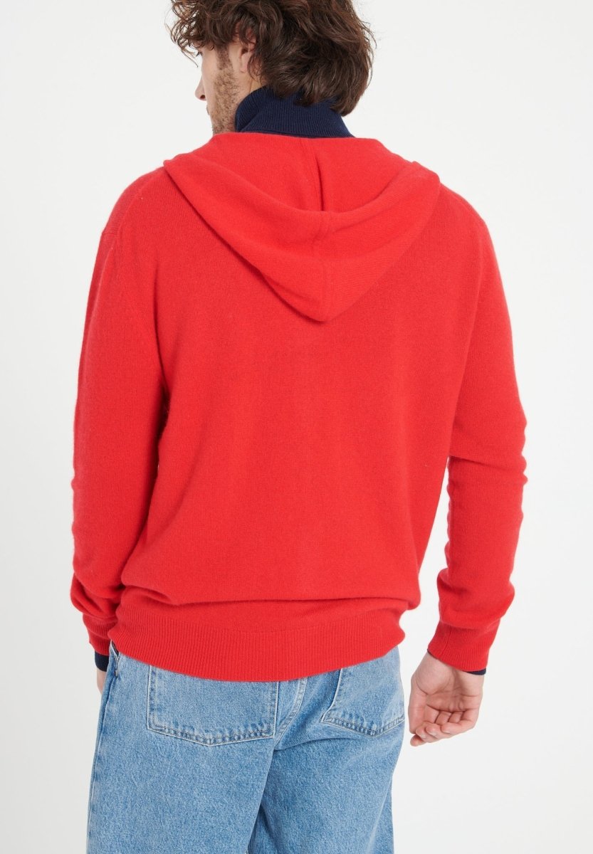 Sweat à capuche cachemire rouge homme - LUKE 6