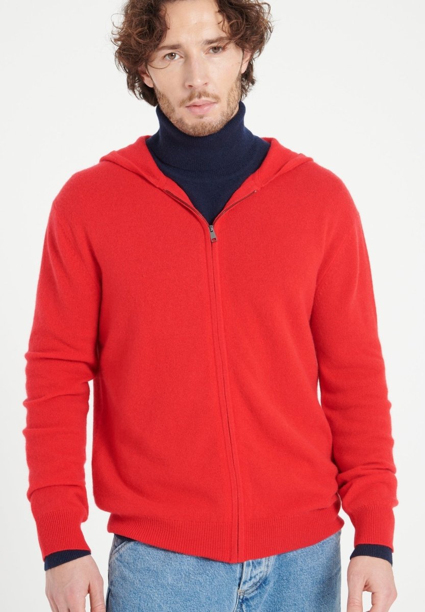 Sweat à capuche cachemire rouge homme - LUKE 6